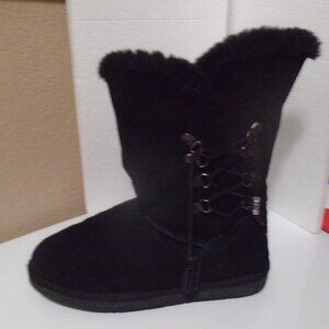 TAMARAC BLACK SUEDE LEATHER PULL ON SHEARLING WINTER BOOTS SHOES SIZE 8
